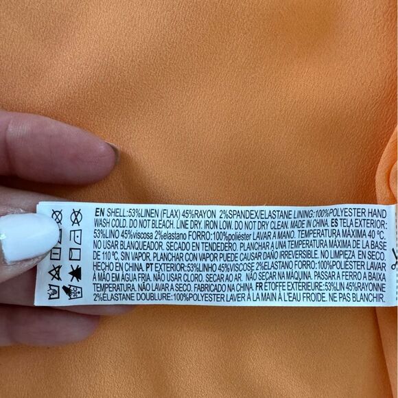 H&M Women Blazer Jacket Linen Blend Oversized Long Orange Salmon Peach Small - Picture 3 of 8